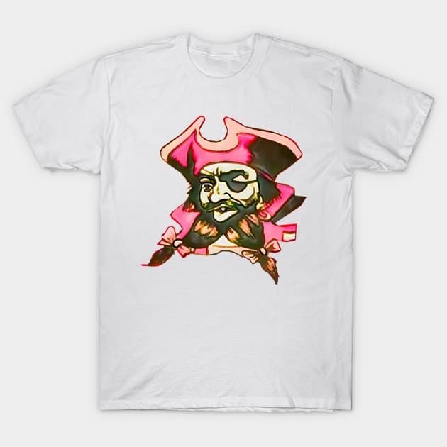 Pink pirate with bow in beard T-Shirt by Marccelus